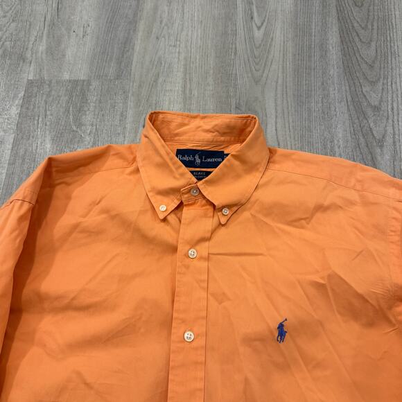 Vintage Polo Ralph Lauren Blake Button Down Shirt Men's Medium Orange Preppy 90s - Picture 3 of 7